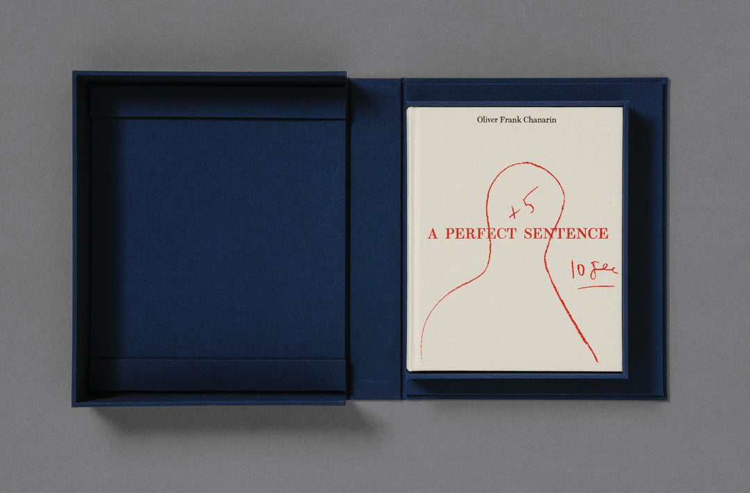 Oliver Frank Chanarin – A Perfect Sentence Special Edition, unique, handprinted and annotated by the artist. Loose joints.