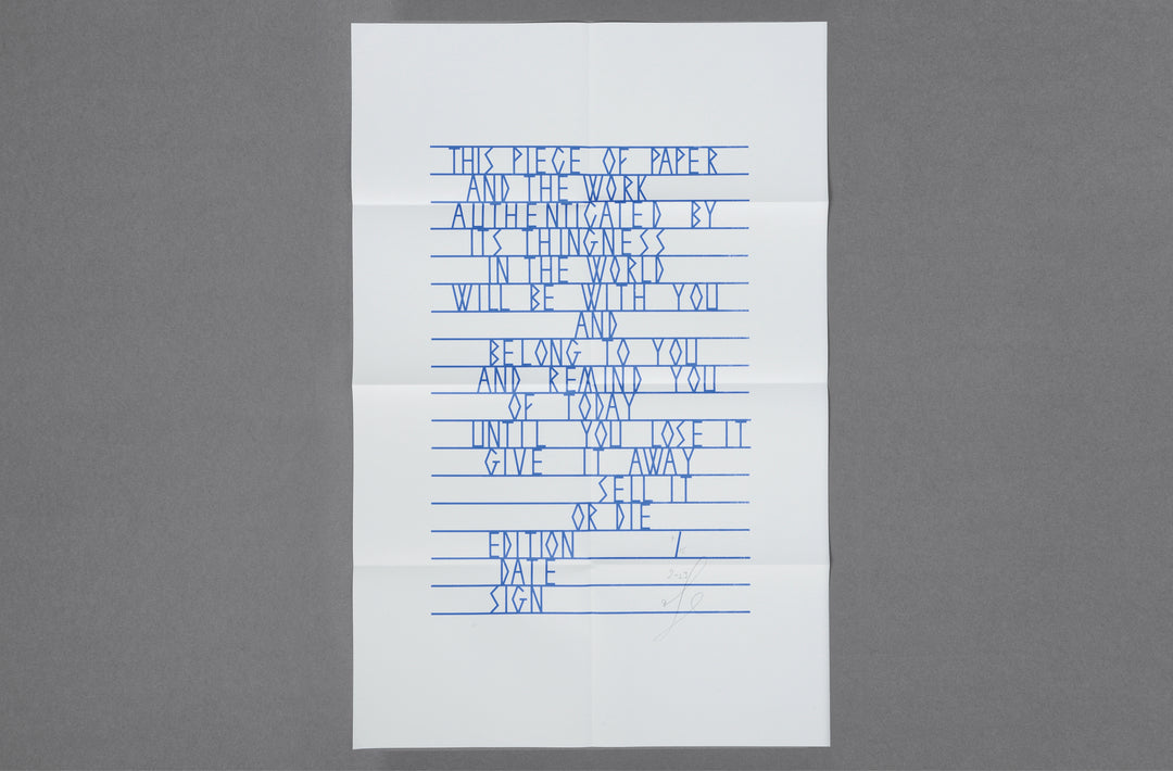 Oliver Frank Chanarin – A Perfect Sentence Special Edition, unique, handprinted and annotated by the artist. Loose joints.