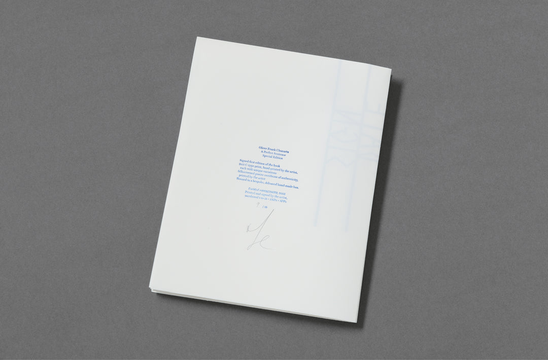 Oliver Frank Chanarin – A Perfect Sentence Special Edition, unique, handprinted and annotated by the artist. Loose joints.